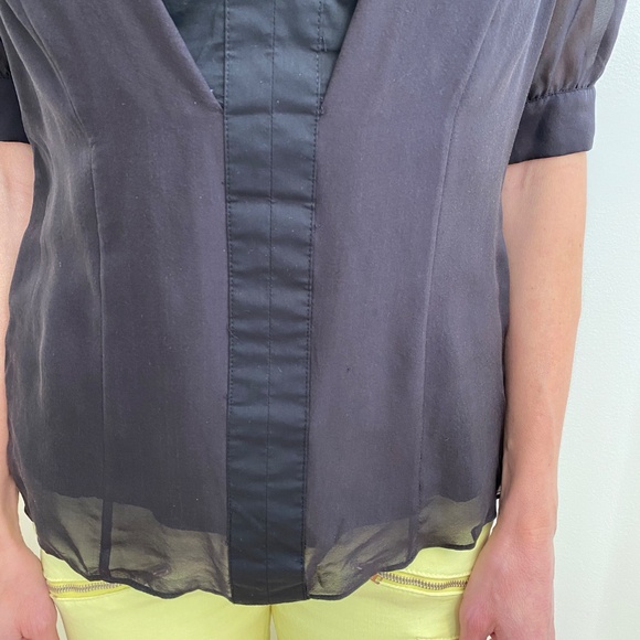 Karen Millen Sheer Black Blouse - Size: Labeled US 4 / EU 36 - Picture 4 of 9